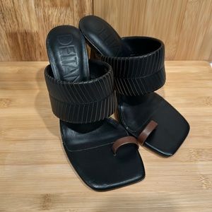 Deltan Black Leather Sandal